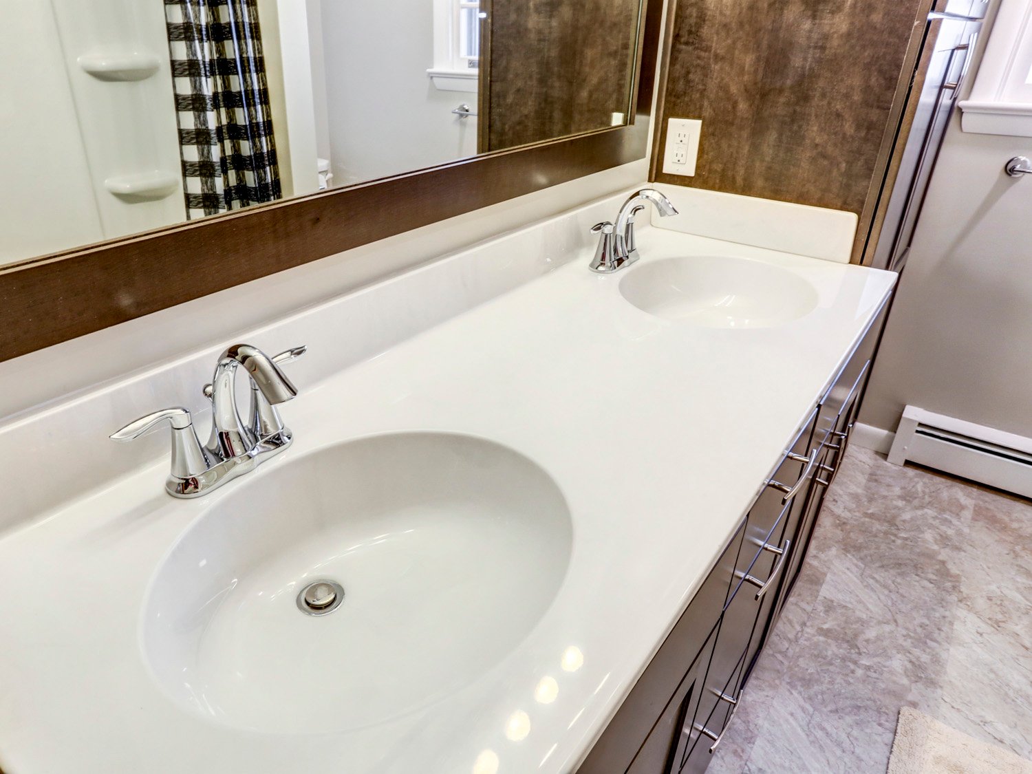 Marble countertop with double sink in Manheim Township Bathroom Remodel